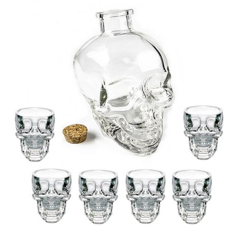 Skull Decanter and 6 Skull Shot Glasses-750ml Buy Online in Zimbabwe thedailysale.shop