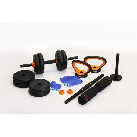 Fine Health - 6 in 1 Adjustable Dumbbell, Kettlebell & Barbell Set - 10kg Buy Online in Zimbabwe thedailysale.shop