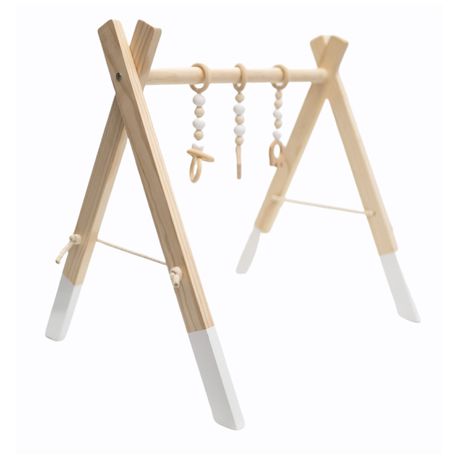 Wooden Baby Gym with 3pcs Hanging Sensory Toys White Buy Online in Zimbabwe thedailysale.shop