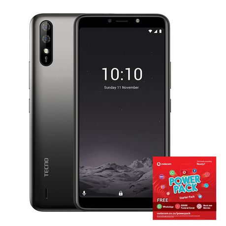 TECNO POP 2X Plus 16GB Single Sim - Shadow Black + Vodacom Sim Card Pack Buy Online in Zimbabwe thedailysale.shop