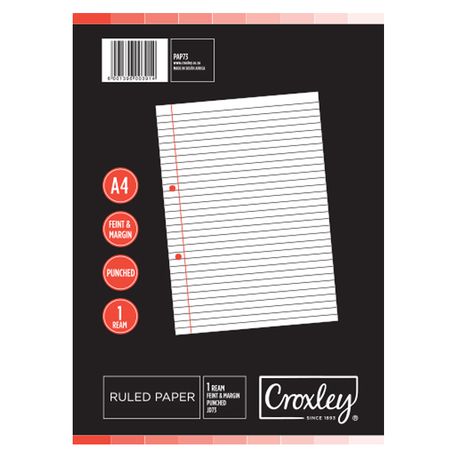 Croxley JD73 F&M Ruled Paper A4 Single Sheets Punched - 1 Ream