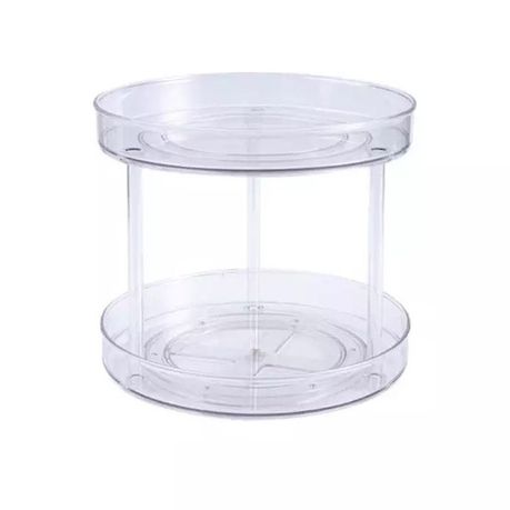 (JD-YM6417) Lazy Susan 2 Tier Round Turntable Organiser Clear Acrylic Large Buy Online in Zimbabwe thedailysale.shop