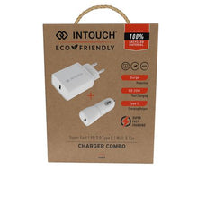 Load image into Gallery viewer, Intouch Home &amp; Car Charger Bundle PD20W Type C - White
