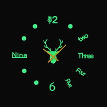 Load image into Gallery viewer, Large 3D DIY Luminous Clock Deer Head Acrylic Wall Clock
