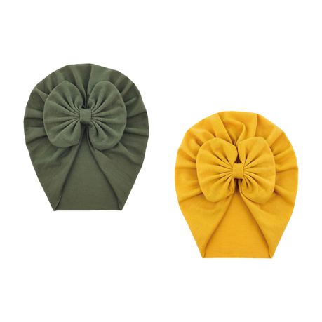 Baby Girl Turban - Army Green & Yellow