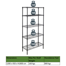 Load image into Gallery viewer, Anchor Heavy Duty 5 Tier Chrome Steel Wire Storage Shelving 160Kg per shelf
