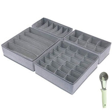 Load image into Gallery viewer, 4 Pieces Collapsible Partition Storage Drawer Organizer-Grey
