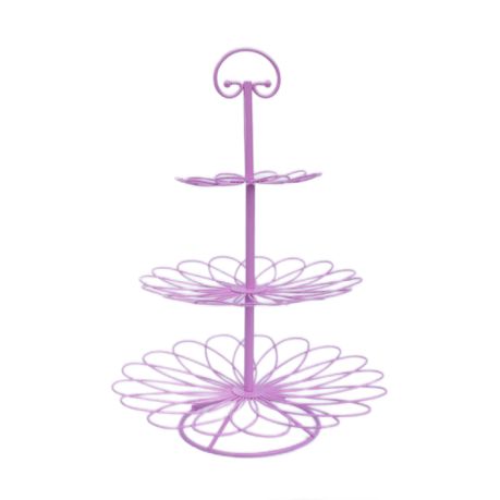 3 Tier Decorative Steel Cupcake Stand-Pink