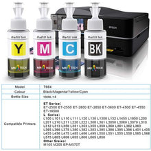 Load image into Gallery viewer, T664 Bundle Ink Bottle (Black, Cyan, Magenta, Yellow,4-Packs) 100ML
