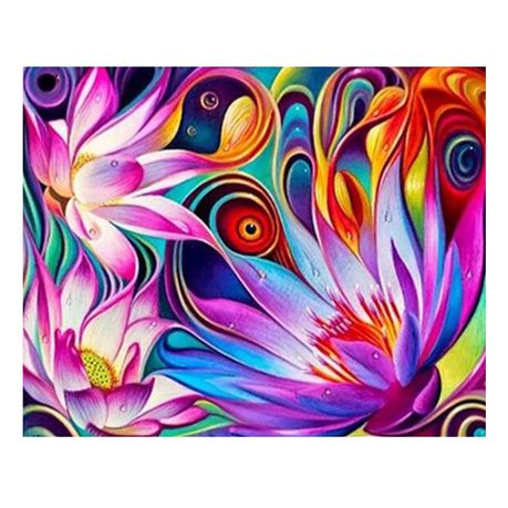 Diamond Painting DIY Kit, Round diamonds, 50x40cm- Abstract Flowers Buy Online in Zimbabwe thedailysale.shop