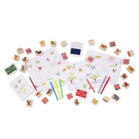 Melissa & Doug Deluxe Wooden Stamp Set in Display