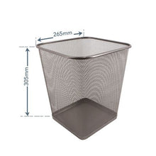 Load image into Gallery viewer, SDS M905S Wire Mesh Metal Square Waste Bin - 15L - Silver
