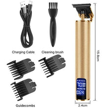 Load image into Gallery viewer, Stainless Steel T Blade Hair Clippers Rechargeable Hair Clipper LCD-Gold
