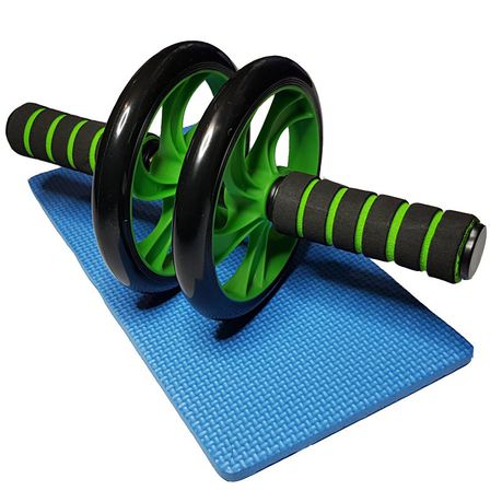 Ab Wheel & Knee Mat - Dual Wheel Roller - Green