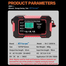 Load image into Gallery viewer, Battery Charger 12V 6A Intelligent Repair Charger 2Ah - 100Ah
