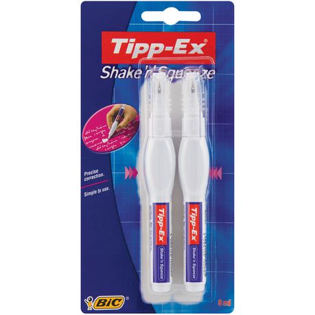 Tipp-Ex Shake 'n Squeeze - 8ml White (Blister of 2) - Pen squeezable body Buy Online in Zimbabwe thedailysale.shop