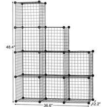 Load image into Gallery viewer, 9 Cube Wire Metal Grid Bookcase Shelf Storage Cabinet Organizer
