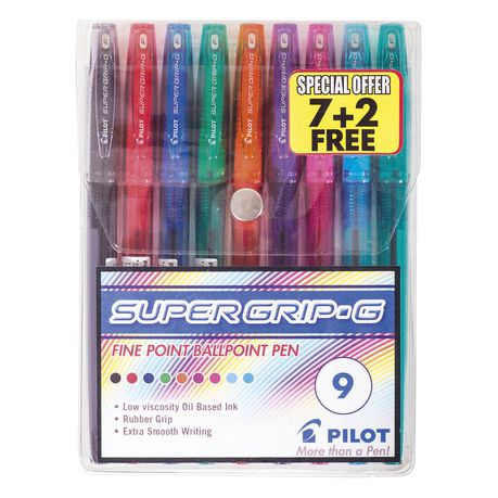 Pilot BPS-GG Supergrip G Fine Ballpoint Pen - Wallet of 9 Assorted Colours Buy Online in Zimbabwe thedailysale.shop