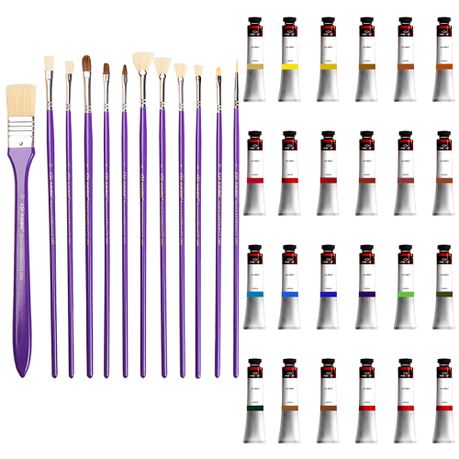 Heartdeco 12 Piece Art Brush & 24 Colours Oil Paint Set Buy Online in Zimbabwe thedailysale.shop