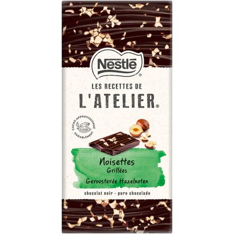 Nestlé Les Recettes De L’atelier Dark Chocolate Roasted Hazelnut 115g Slab Buy Online in Zimbabwe thedailysale.shop