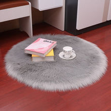 Load image into Gallery viewer, Creative Deco Plush Living Room Faux Fur Carpet – Storm Grey – Round - 60cm
