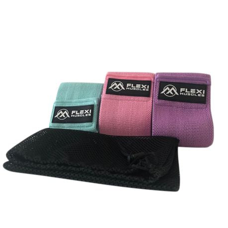 Flexi Muscles-Resistance Bands For Legs & Butt, Fabric Loop Bands Set Of 3 Buy Online in Zimbabwe thedailysale.shop