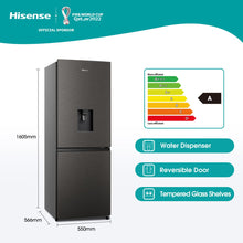 Load image into Gallery viewer, Hisense 222L Bottom Freezer Fridge with Water Dispenser -Titanium Inox
